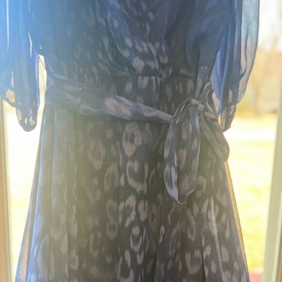 NWT Blue Flowy V-Neck Plus Size Dress - Picture 2 of 5